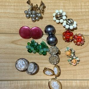 vintage pairs of clip on and screw backs earrings